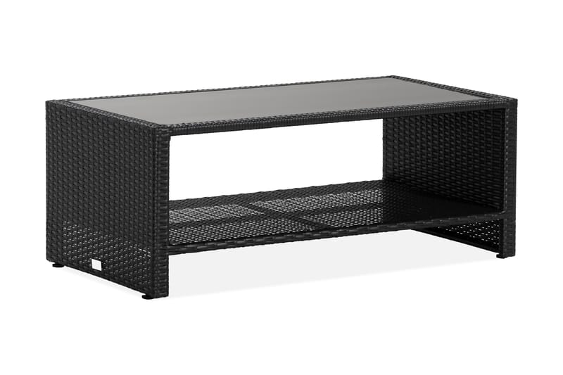 BAHAMAS Bord med Hylla 113x58 Svart - Utemöbler - Trädgårdsbord & Utebord - Soffbord utomhus & loungebord