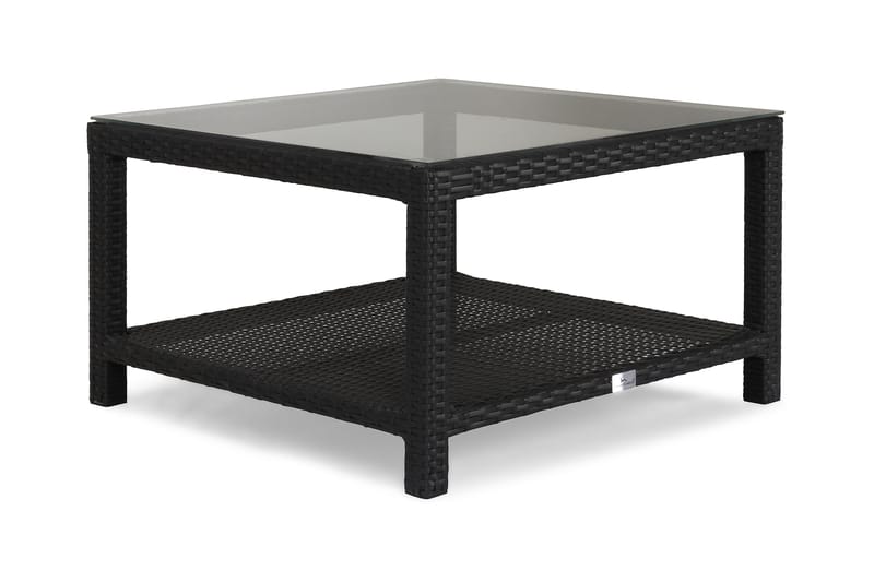 BAHAMAS Bord med Hylla 75x75 Svart - Utemöbler - Trädgårdsbord & Utebord - Soffbord utomhus & loungebord