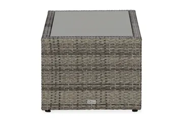 Bahamas Loungbord och Soffbord med hylla Utomhus 113 cm Konstrotting Glas - Grå - Utemöbler - Trädgårdsbord & Utebord - Soffbord utomhus & loungebord