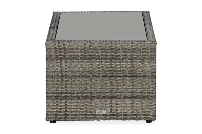 Bahamas Loungbord och Soffbord med hylla Utomhus 113 cm Konstrotting Glas - Grå - Utemöbler - Trädgårdsbord & Utebord - Soffbord utomhus & loungebord
