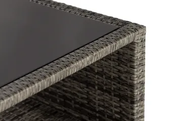 Bahamas Loungbord och Soffbord med hylla Utomhus 113 cm Konstrotting Glas - Grå - Utemöbler - Trädgårdsbord & Utebord - Soffbord utomhus & loungebord