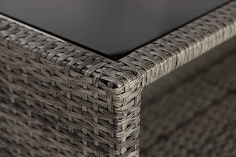 Bahamas Loungbord och Soffbord med hylla Utomhus 113 cm Konstrotting Glas - Grå - Utemöbler - Trädgårdsbord & Utebord - Soffbord utomhus & loungebord