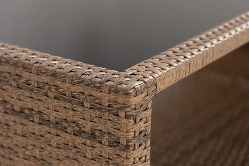 Bahamas Loungbord och Soffbord med hylla Utomhus 113 cm Konstrotting Glas - Sand - Utemöbler - Trädgårdsbord & Utebord - Soffbord utomhus & loungebord