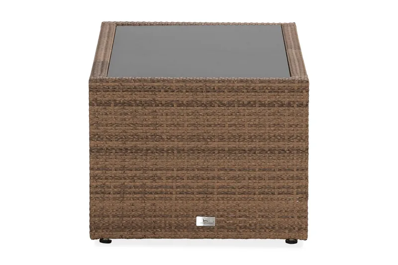 Bahamas Loungbord och Soffbord med hylla Utomhus 113 cm Konstrotting Glas - Sand - Utemöbler - Trädgårdsbord & Utebord - Soffbord utomhus & loungebord