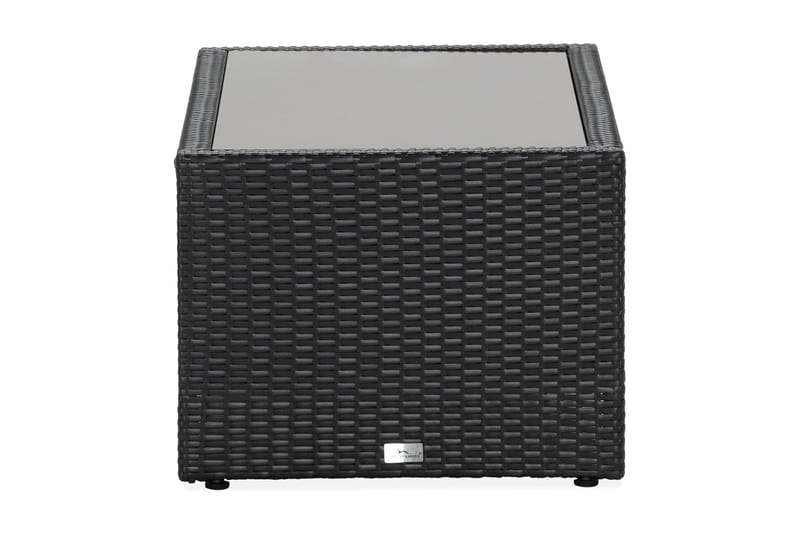Bahamas Loungbord och Soffbord med hylla Utomhus 113 cm Konstrotting Glas - Svart - Utemöbler - Trädgårdsbord & Utebord - Soffbord utomhus & loungebord