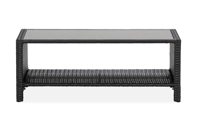 Bahamas Loungbord och Soffbord med hylla Utomhus 113 cm Konstrotting Glas - Svart - Utemöbler - Trädgårdsbord & Utebord - Soffbord utomhus & loungebord