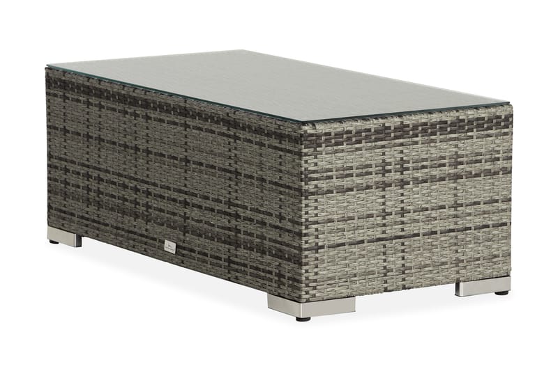 Bahamas Loungbord och Soffbord Utomhus 113 cm Konstrotting Glas - Grå - Utemöbler - Trädgårdsbord & Utebord - Soffbord utomhus & loungebord