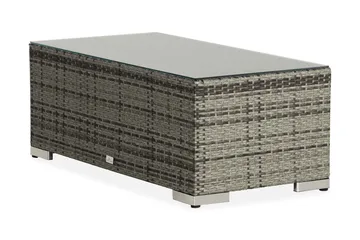 Bahamas Loungbord och Soffbord Utomhus 113 cm Konstrotting Glas - Grå - Utemöbler - Trädgårdsbord & Utebord - Soffbord utomhus & loungebord