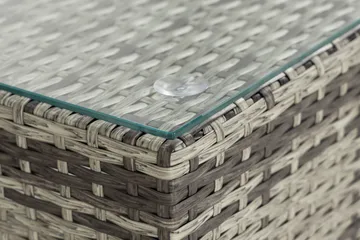 Bahamas Loungbord och Soffbord Utomhus 113 cm Konstrotting Glas - Grå - Utemöbler - Trädgårdsbord & Utebord - Soffbord utomhus & loungebord