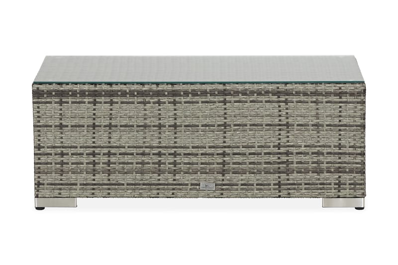 Bahamas Loungbord och Soffbord Utomhus 113 cm Konstrotting Glas - Grå - Utemöbler - Trädgårdsbord & Utebord - Soffbord utomhus & loungebord
