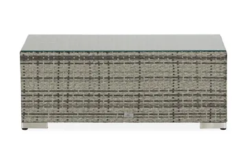 Bahamas Loungbord och Soffbord Utomhus 113 cm Konstrotting Glas - Grå - Utemöbler - Trädgårdsbord & Utebord - Soffbord utomhus & loungebord
