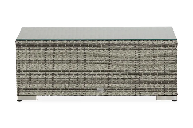 Bahamas Loungbord och Soffbord Utomhus 113 cm Konstrotting Glas - Grå - Utemöbler - Trädgårdsbord & Utebord - Soffbord utomhus & loungebord