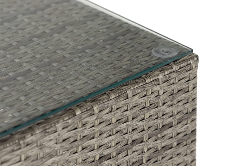 Bahamas Loungbord och Soffbord Utomhus 113 cm Konstrotting Glas - Grå - Utemöbler - Trädgårdsbord & Utebord - Soffbord utomhus & loungebord