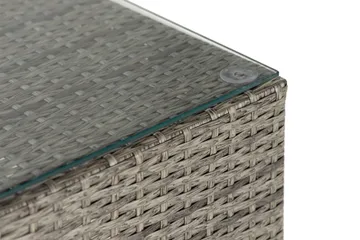Bahamas Loungbord och Soffbord Utomhus 113 cm Konstrotting Glas - Grå - Utemöbler - Trädgårdsbord & Utebord - Soffbord utomhus & loungebord