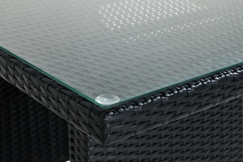 Bahamas Loungebord och Soffbord Utomhus 100 cm Konstrotting Glas - Svart - Utemöbler - Trädgårdsbord & Utebord - Soffbord utomhus & loungebord