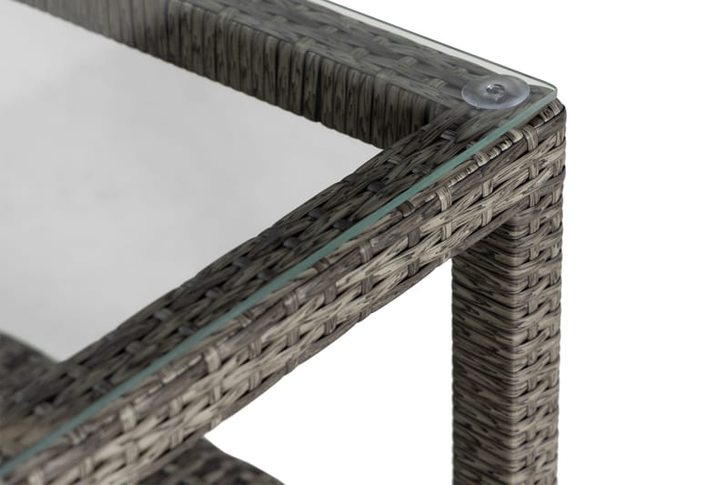 Bahamas Loungebord och Soffbord Utomhus 75 cm Konstrotting Glas - Grå - Utemöbler - Trädgårdsbord & Utebord - Soffbord utomhus & loungebord