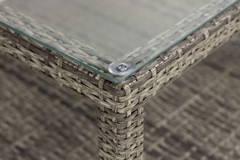 Bahamas Loungebord och Soffbord Utomhus 75 cm Konstrotting Glas - Grå - Utemöbler - Trädgårdsbord & Utebord - Soffbord utomhus & loungebord