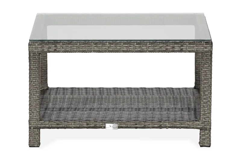 Bahamas Loungebord och Soffbord Utomhus 75 cm Konstrotting Glas - Grå - Utemöbler - Trädgårdsbord & Utebord - Soffbord utomhus & loungebord