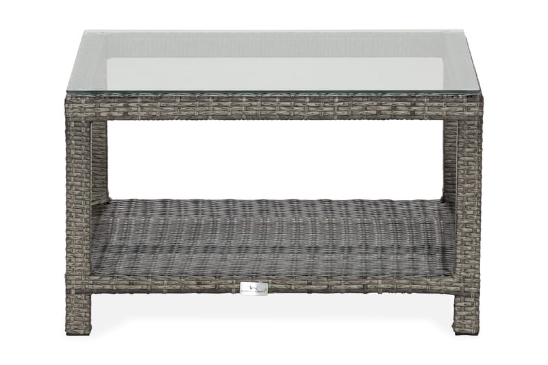 Bahamas Loungebord och Soffbord Utomhus 75 cm Konstrotting Glas - Grå - Utemöbler - Trädgårdsbord & Utebord - Soffbord utomhus & loungebord