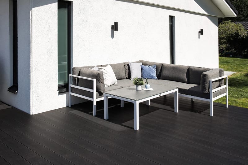 Copacabana Soffbord och Loungebord Utomhus 120 cm Aluminium Glas - Grå/Vit - Utemöbler - Trädgårdsbord & Utebord - Soffbord utomhus & loungebord