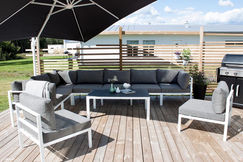 Copacabana Soffbord och Loungebord Utomhus 120 cm Aluminium Glas - Grå/Vit - Utemöbler - Trädgårdsbord & Utebord - Soffbord utomhus & loungebord