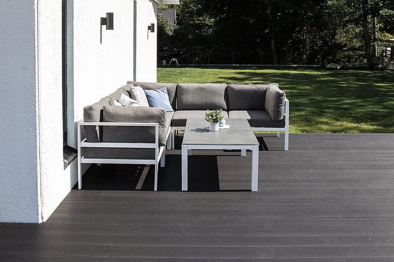 Copacabana Soffbord och Loungebord Utomhus 120 cm Aluminium Glas - Grå/Vit - Utemöbler - Trädgårdsbord & Utebord - Soffbord utomhus & loungebord