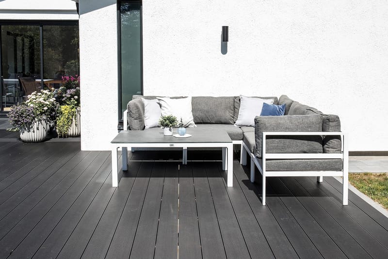 Copacabana Soffbord och Loungebord Utomhus 120 cm Aluminium Glas - Grå/Vit - Utemöbler - Trädgårdsbord & Utebord - Soffbord utomhus & loungebord