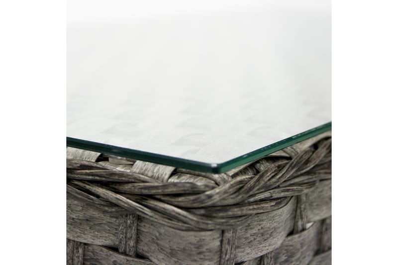 Geneva Soffbord och Loungebord Utomhus 105 cm Konstrotting Glas - Vit - Utemöbler - Trädgårdsbord & Utebord - Soffbord utomhus & loungebord