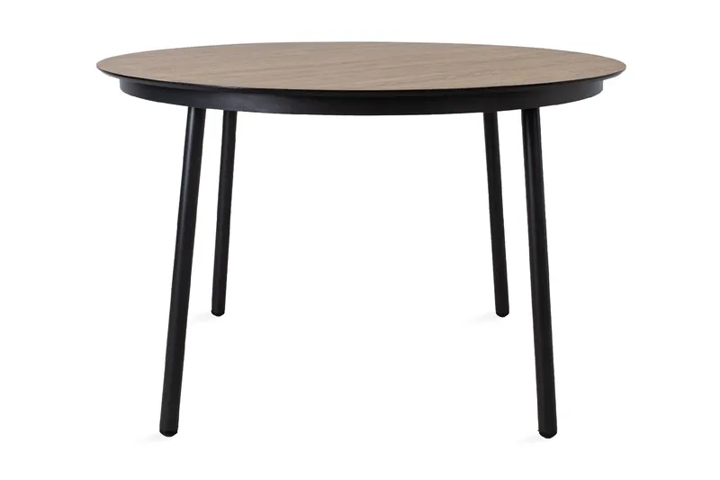 Helsinki Runt Matbord Utomhus 120 cm Aluminium Trä - Svart/Brun - Utemöbler - Trädgårdsbord & Utebord - Soffbord utomhus & loungebord