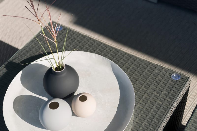 MADISON Soffbord och Loungebord Utomhus 64 cm Konstrotting Glas - Svart - Utemöbler - Trädgårdsbord & Utebord - Soffbord utomhus & loungebord