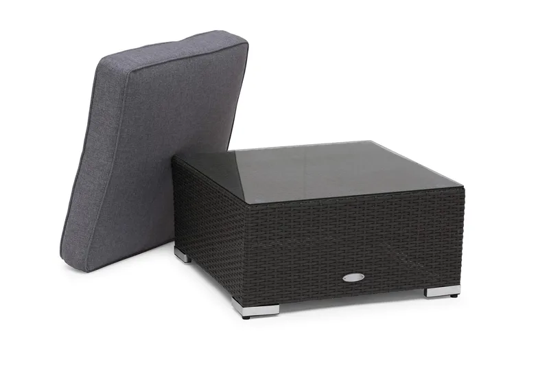 MADISON Soffbord och Loungebord Utomhus 64 cm Konstrotting Glas - Svart - Utemöbler - Trädgårdsbord & Utebord - Soffbord utomhus & loungebord