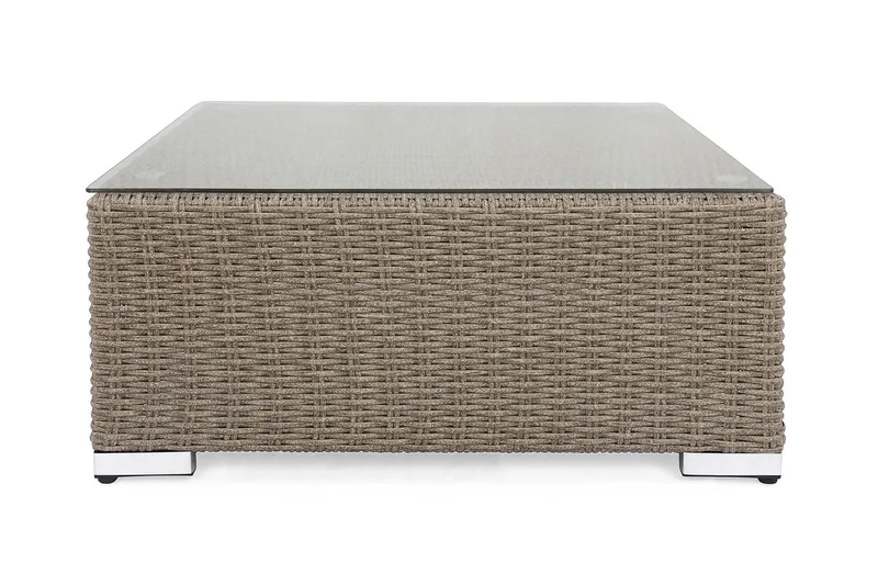 Marcus Loungebord och Soffbord Utomhus 70 cm Konstrotting Glas - Grå - Utemöbler - Trädgårdsbord & Utebord - Soffbord utomhus & loungebord