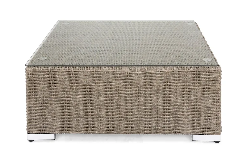 Marcus Loungebord och Soffbord Utomhus 70 cm Konstrotting Glas - Grå - Utemöbler - Trädgårdsbord & Utebord - Soffbord utomhus & loungebord