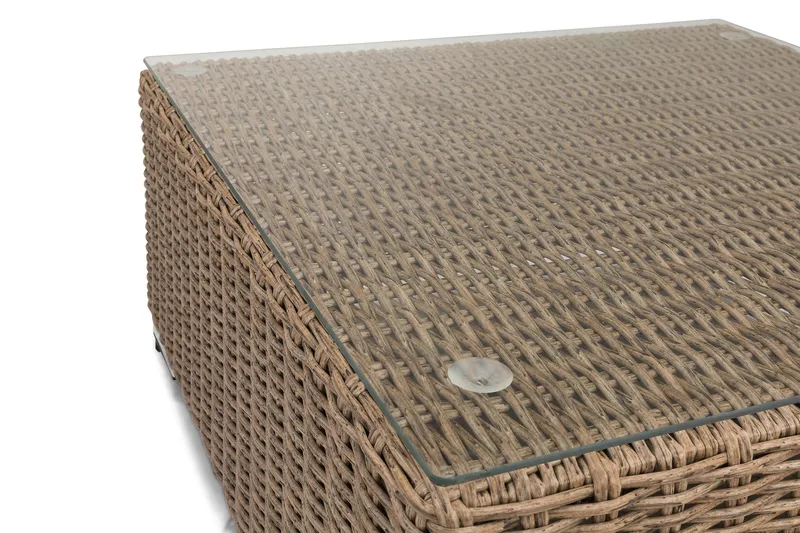 Marcus Loungebord och Soffbord Utomhus 70 cm Konstrotting Glas - Natur - Utemöbler - Trädgårdsbord & Utebord - Soffbord utomhus & loungebord