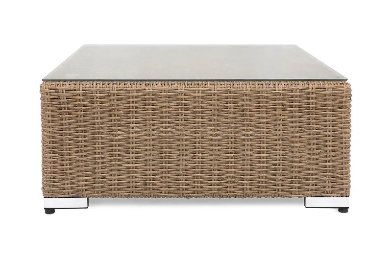 Marcus Loungebord och Soffbord Utomhus 70 cm Konstrotting Glas - Natur - Utemöbler - Trädgårdsbord & Utebord - Soffbord utomhus & loungebord