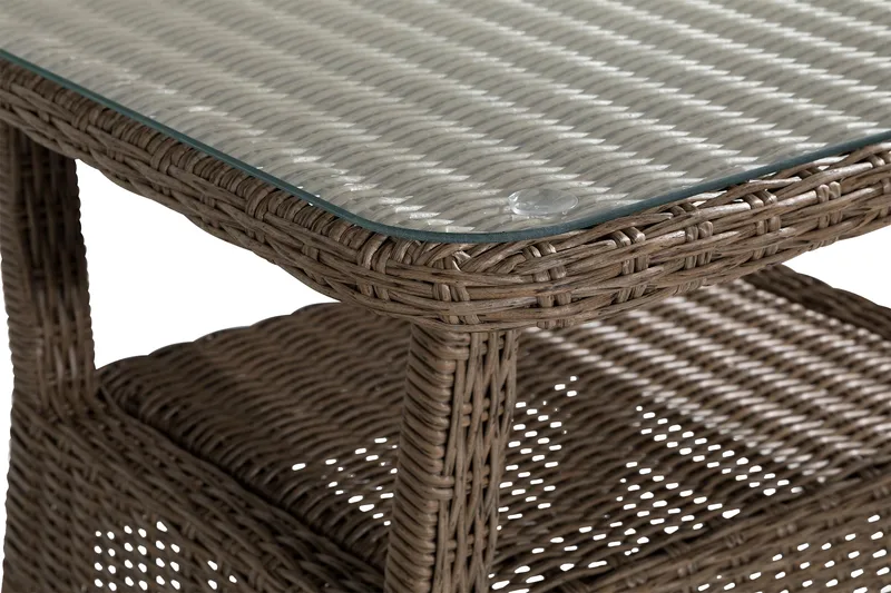 Marcus Loungebord och Soffbord Utomhus 80 cm Konstrotting Glas - Natur - Utemöbler - Trädgårdsbord & Utebord - Soffbord utomhus & loungebord