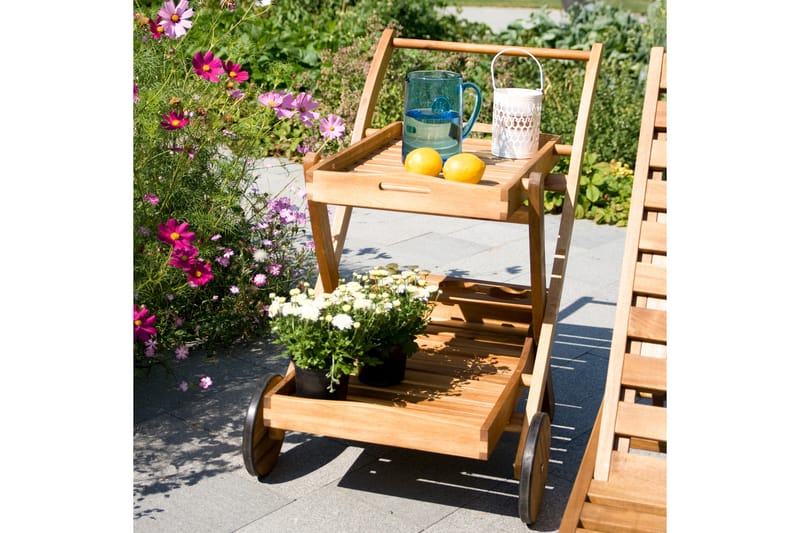 Serveringsvagn Finlay 84x57xh84 cm Trä: Akacia - Utemöbler - Trädgårdsbord & Utebord - Soffbord utomhus & loungebord
