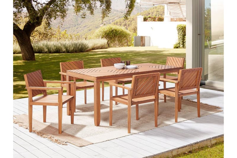 TAVIANO Matbord Utomhus 90x180 cm Ljusbrun - Utemöbler - Trädgårdsbord & Utebord - Matbord ute
