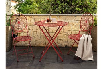 Terrace Runt Hopfällbart Cafébord och Bistrobord Utomhus 70 cm Metall - Röd - Utemöbler - Trädgårdsbord & Utebord - Cafebord