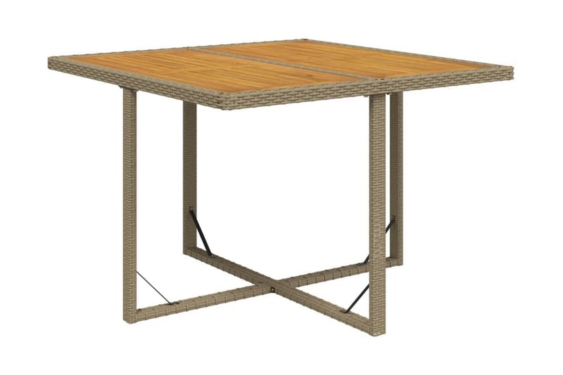 Trädgårdsbord beige 109x107x74 cm konstrotting och akaciaträ - Beige - Utemöbler - Trädgårdsbord & Utebord - Matbord ute