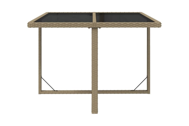 Trädgårdsbord beige 109x107x74 cm konstrotting och glas - Beige - Utemöbler - Trädgårdsbord & Utebord - Matbord ute