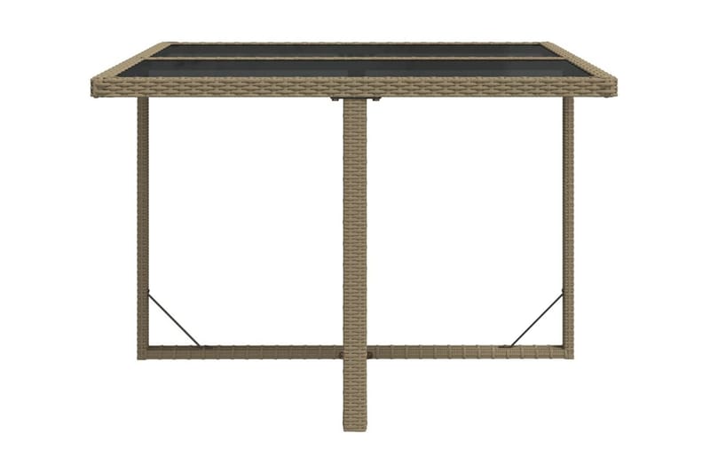 Trädgårdsbord beige 109x107x74 cm konstrotting och glas - Beige - Utemöbler - Trädgårdsbord & Utebord - Matbord ute