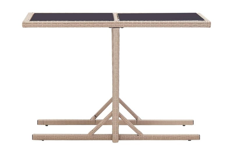 Trädgårdsbord beige 110x53x72 cm glas och konstrotting - Beige - Matbord ute