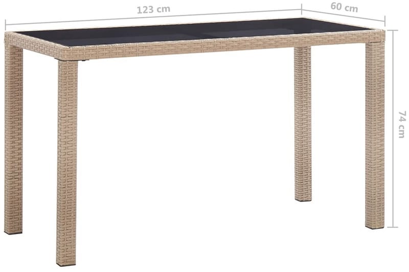 Trädgårdsbord beige 123x60x74 cm konstrotting - Beige - Matbord ute