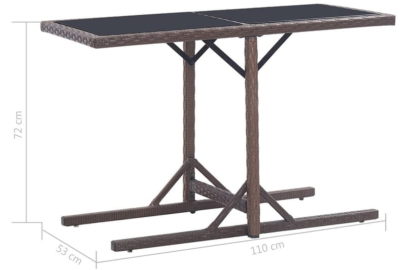 Trädgårdsbord brun 110x53x72 cm glas och konstrotting - Brun - Matbord ute
