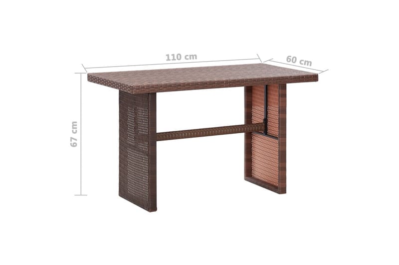 Trädgårdsbord brun 110x60x67 cm konstrotting - Brun - Matbord ute