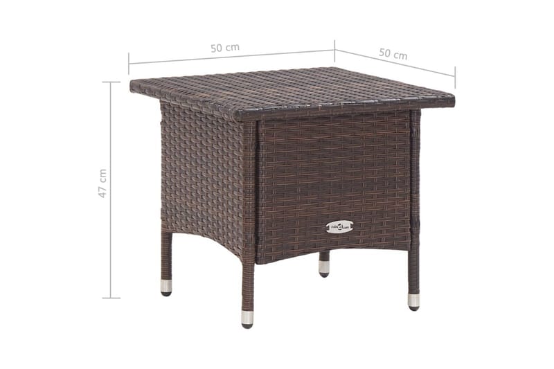Trädgårdsbord brun 50x50x47 cm konstrotting - Brun - Cafebord