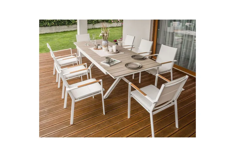 Trädgårdsbord Fanes Ljus trä/vit - Ljus trä/vit - Utemöbler - Trädgårdsbord & Utebord - Matbord ute