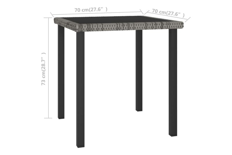 Trädgårdsbord grå 70x70x73 cm konstrotting - Grå - Cafebord