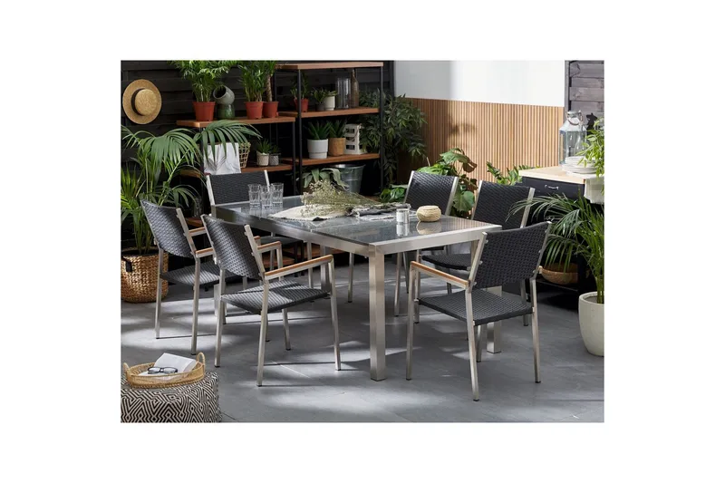 Trädgårdsbord Grosseto Grå/Silver, 90x180x74 cm - Grå/Silver, 90x180x74 cm - Utemöbler - Trädgårdsbord & Utebord - Matbord ute